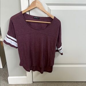 Casual Maroon Top with White Stripes